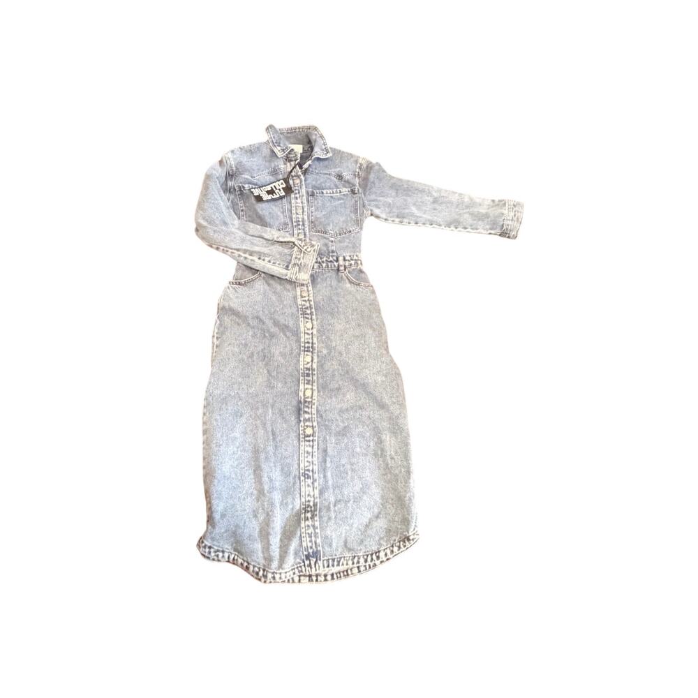 Future Collective Women's Denim Long Sleeve Shirt Dress size 2 NWT